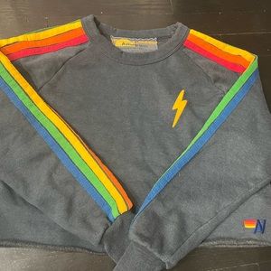 AVIATOR NATION-BOLT EMBROIDERY CLASSIC CROPPED CREW SWEATSHIRT